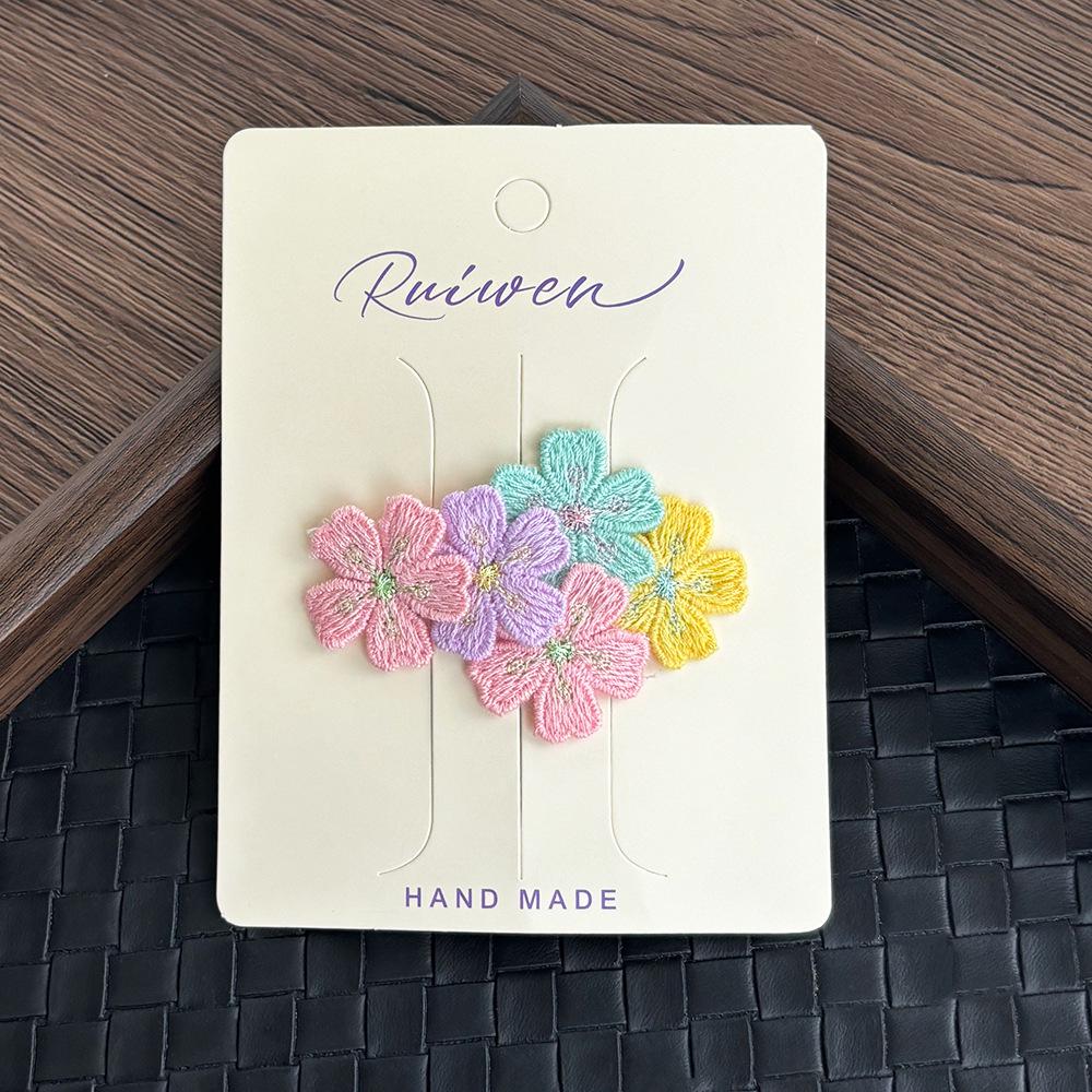 Pink Cherry Blossom Embroidered Hair Clip for Girls