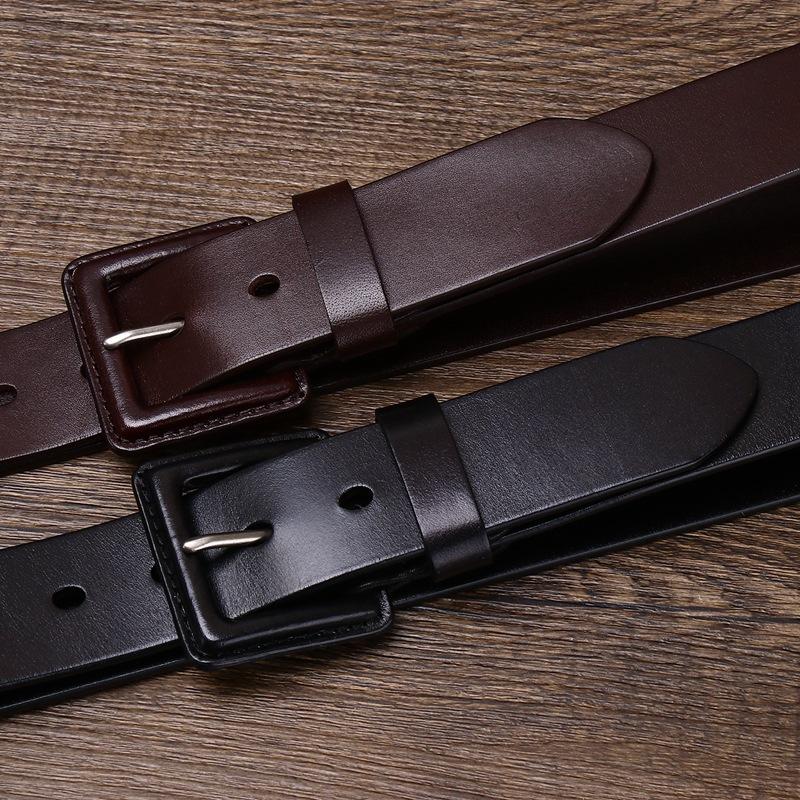 Anti-Allergy Belt Men's Leather Pin Buckle First Layer Cowhide Simple All-Match Business Youth Casual Pants Belt