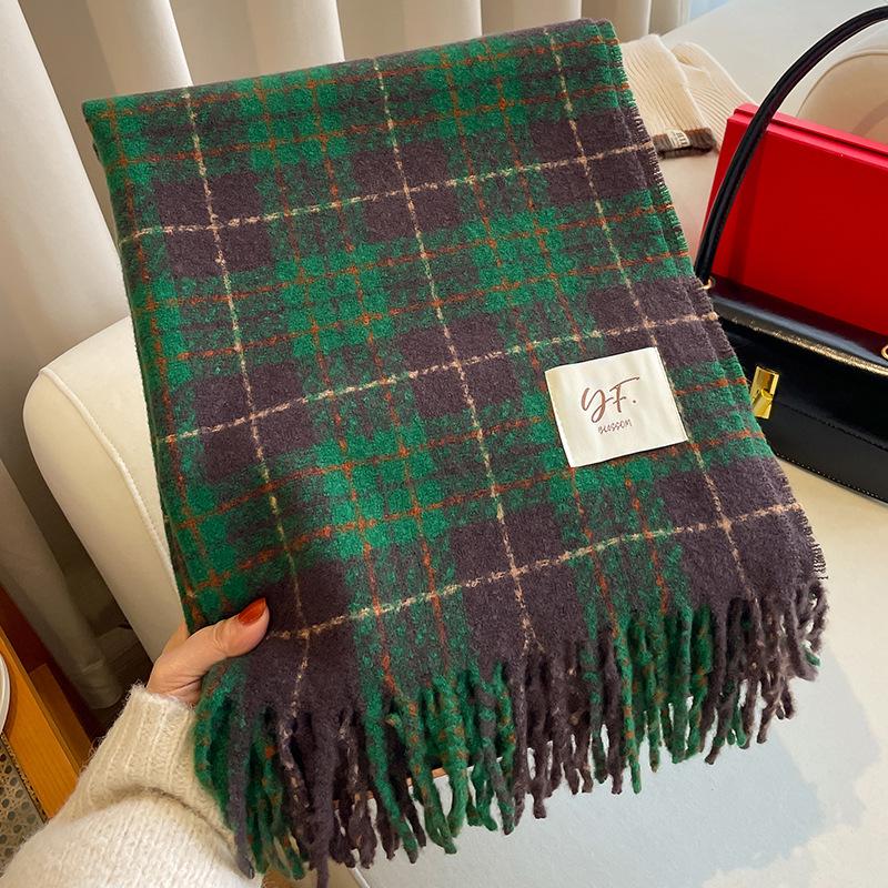 Red Plaid Scarf - Warm & Versatile Winter Gift for Women and Couples