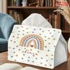 2D Flat 1pc, Tissue Box. Rainbow, Heart, Sun Pattern Napkin Dispenser, Reusable, Daily Desktop Tissue Organizer, Suitable for Kitchen Living Room Bedr