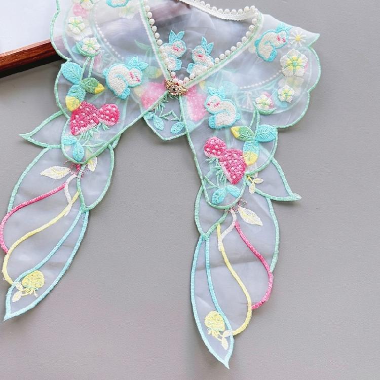 Yunjian Collar Decorative Hanfu Studded Pearls False Collar Embroidered Rabbit