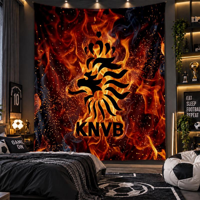 Wall Hanging Tapestry Netherlands Football Print Cloth for Living Room Bedroom Home Decor