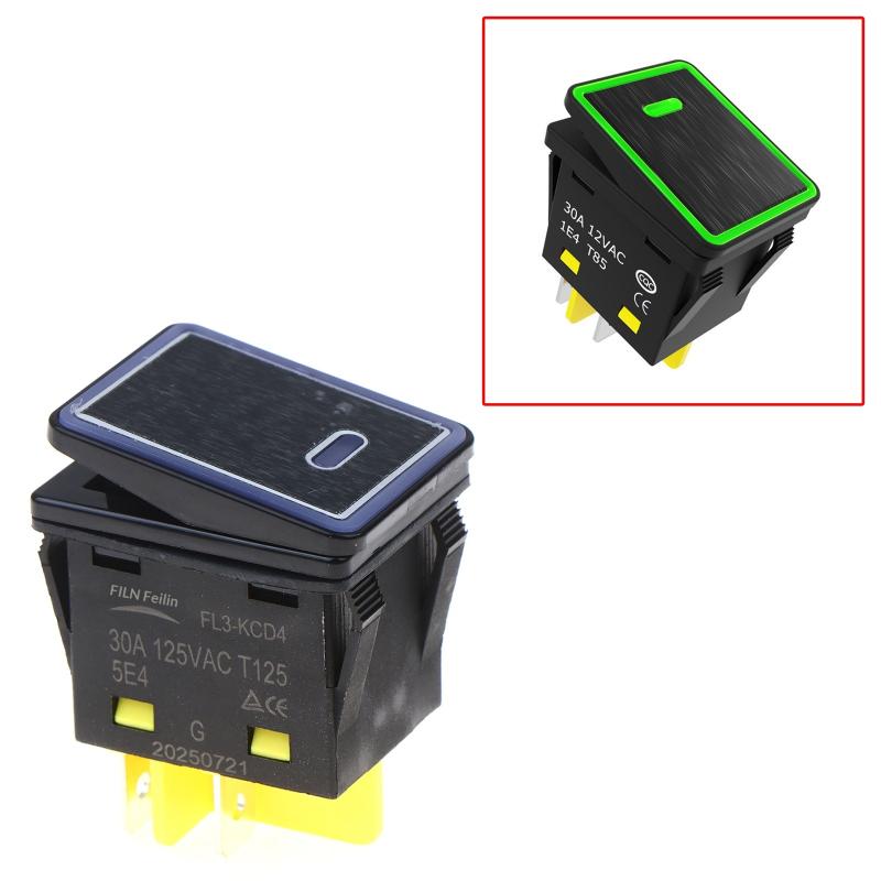 30A 110V 220V Heavy Duty Dpst Ip67 4 Pin Sealed Waterproof T85 Auto Boat Marine Toggle Rocker Switch With Led Light