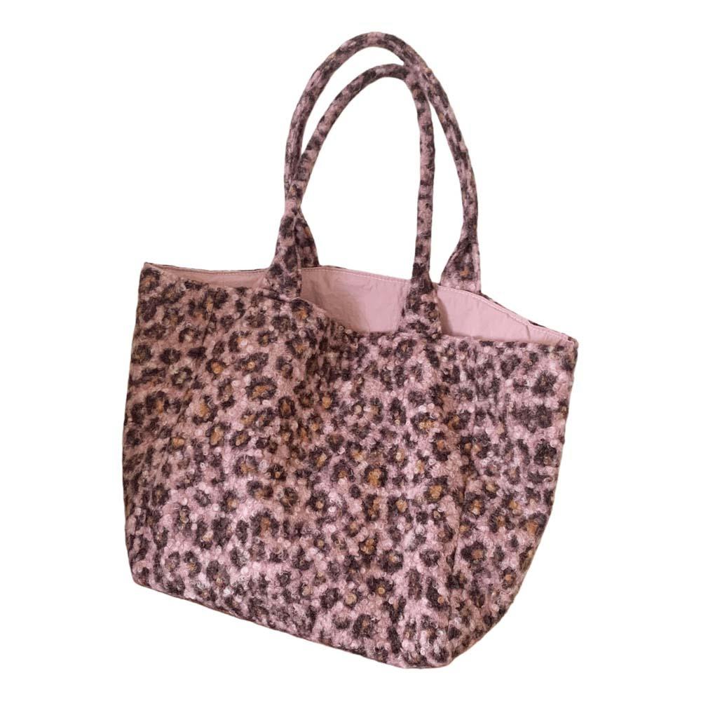 Double-sided Use Korean Leopard Shopping Bag Leopard Print Storage Shoulder Bag  Girl