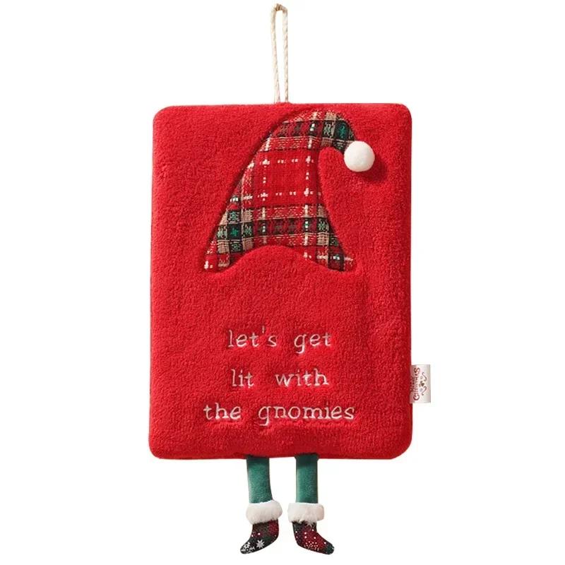 New Christmas Thick Coral Velvet Towel Kitchen Water Absorbing Quick Drying Cloth Soft Cartoon Green Christmas Tree 3D Printing