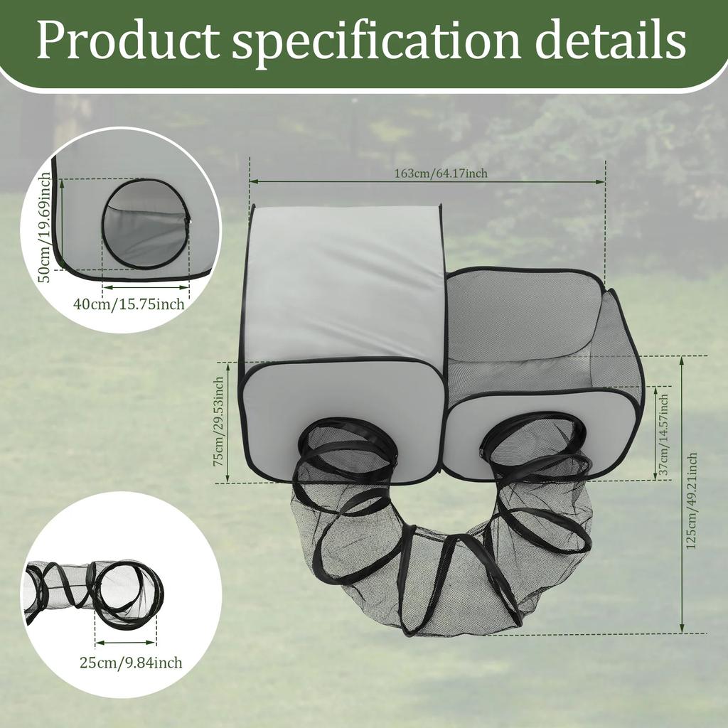 Outdoor Pet Tunnel Oxford cloth Portable Cat Tunnels Tents with Storage Bag Foldable Breathable Cat Enclosures Pet Supplies S/L