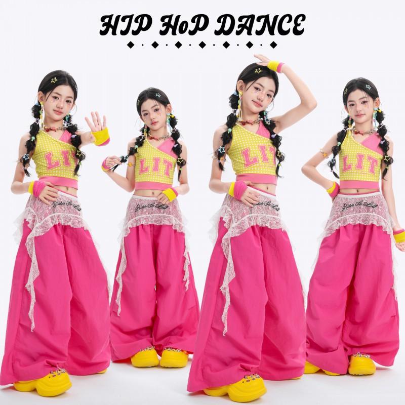 Girls Jazz Dance Costume Kids Performance Outfit Trendy Streetwear Style