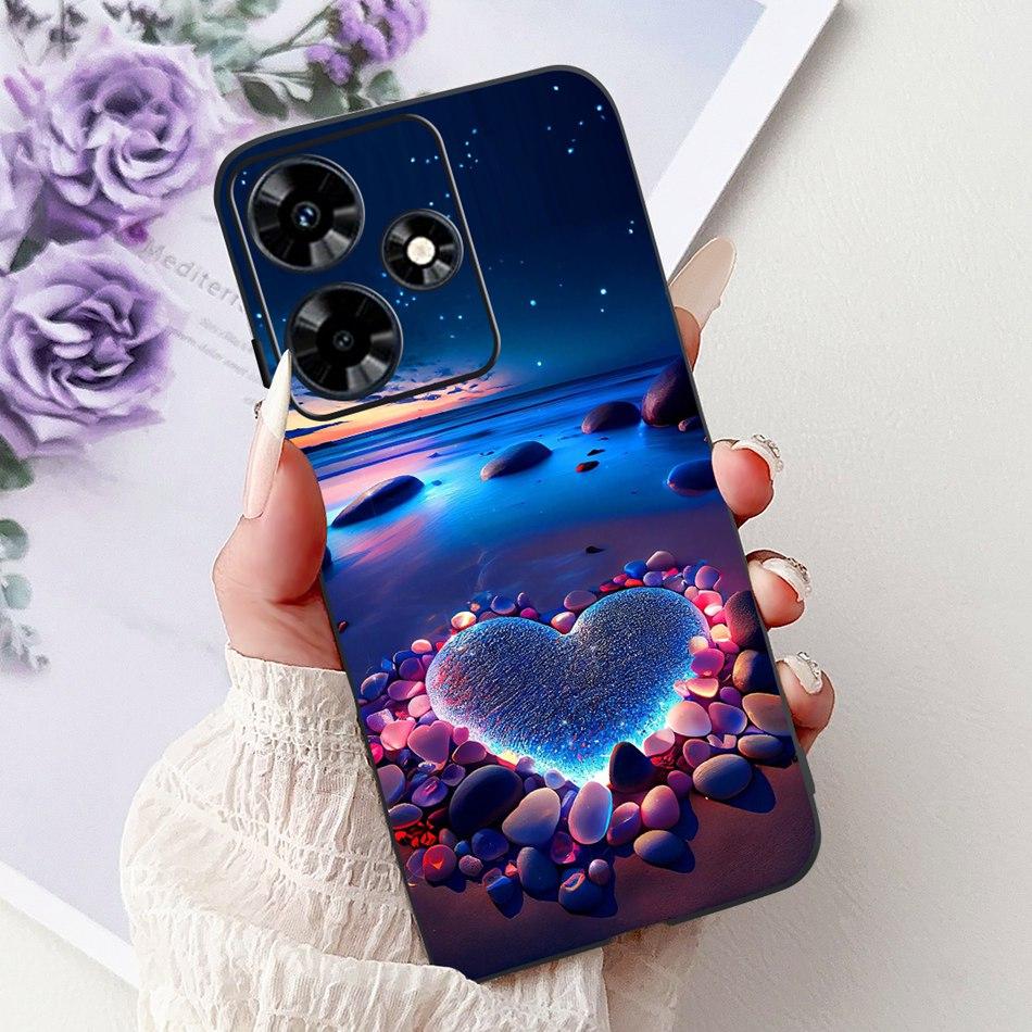 For Infinix Hot 30 Play 30i Hot30 4G Elegant Floral Cat Phone Case For Infinix Hot 30 30Play Hot30i Black Silicone Soft Cases