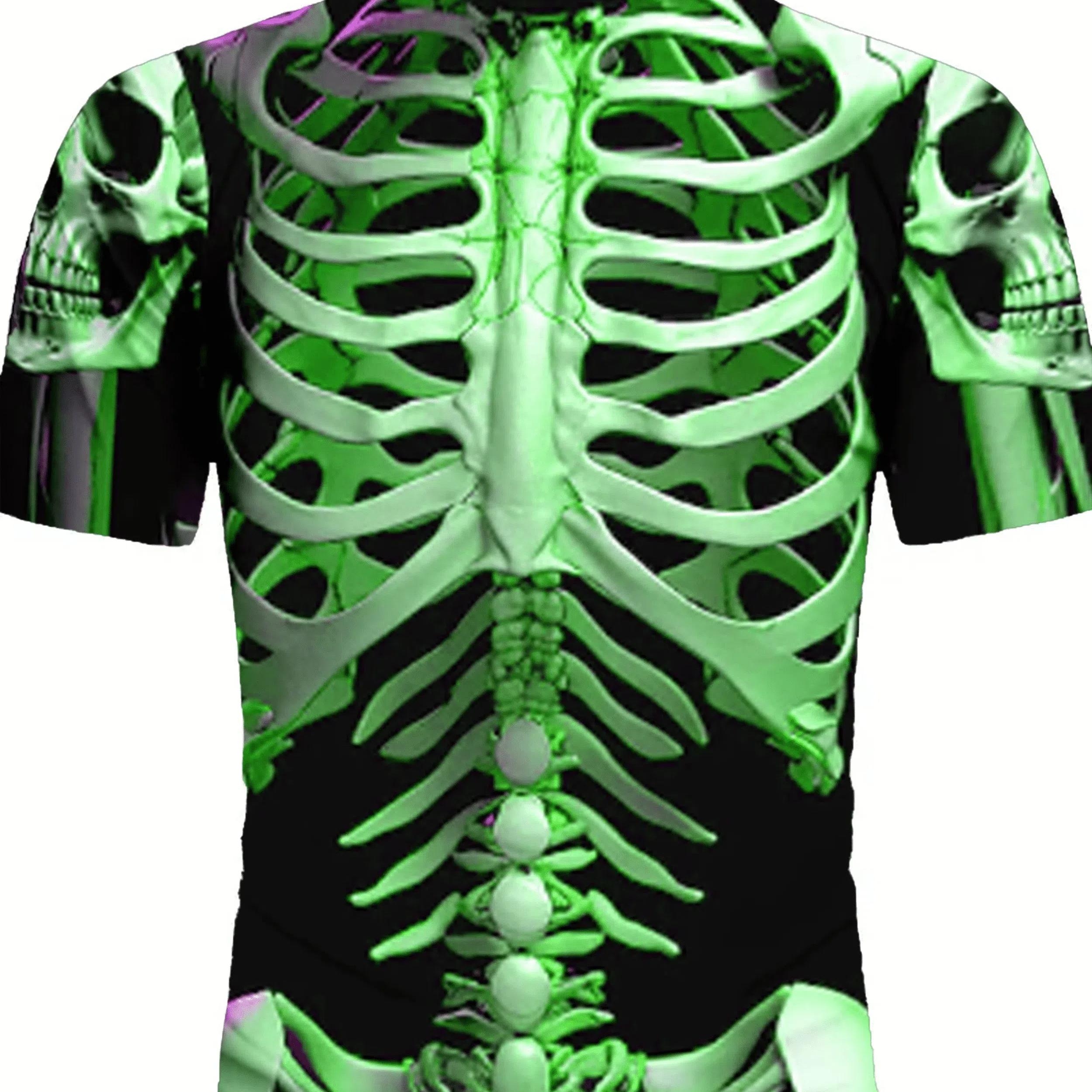 

Футболка Funny Bones для мужчин, повседневные футболки, футболка с коротким рукавом и принтом 3D-черепов, мужская одежда, летние топы свободного покроя с круглым вырезом 3XL