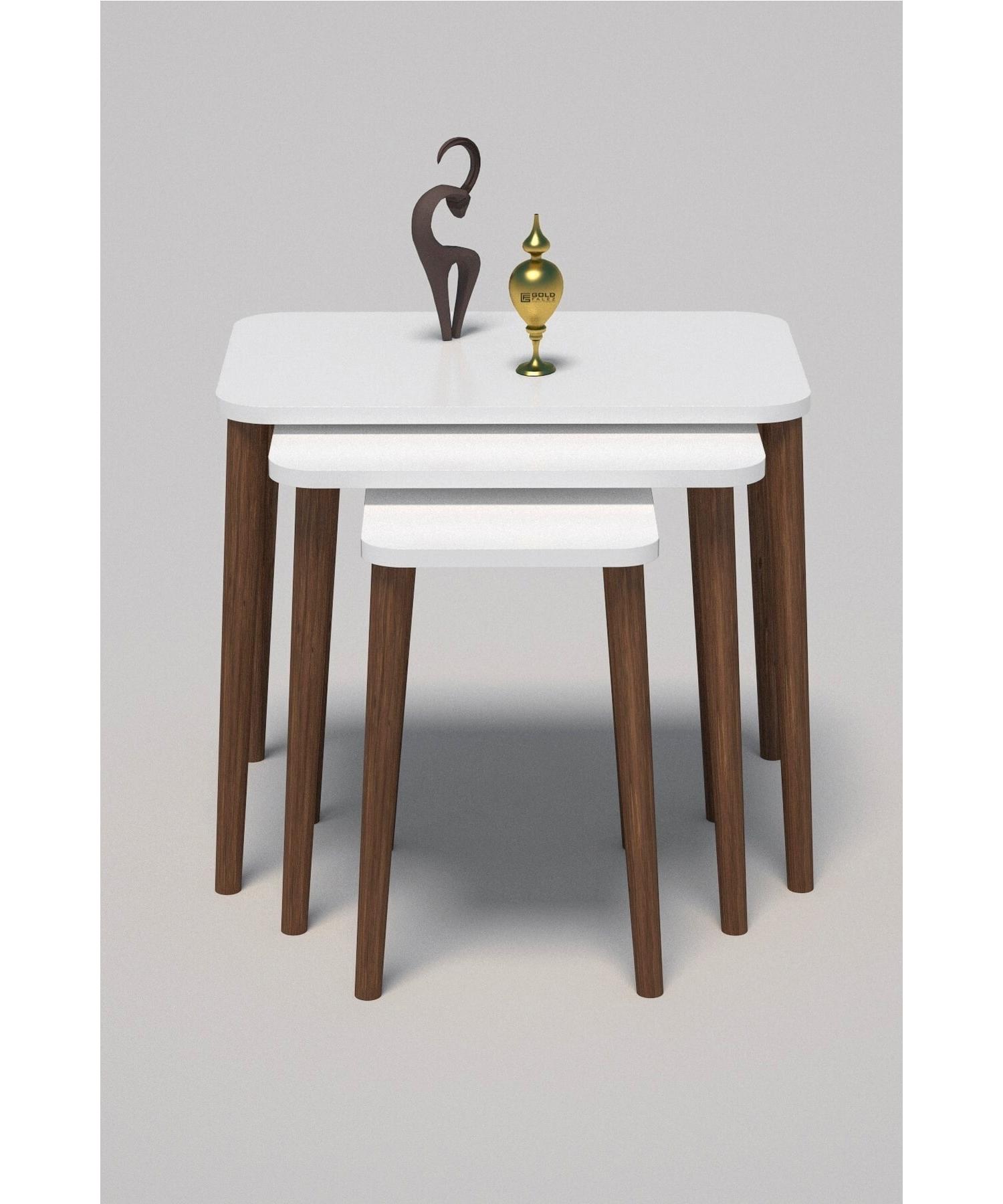 

Nesting Table Wooden Turned Leg White Kr