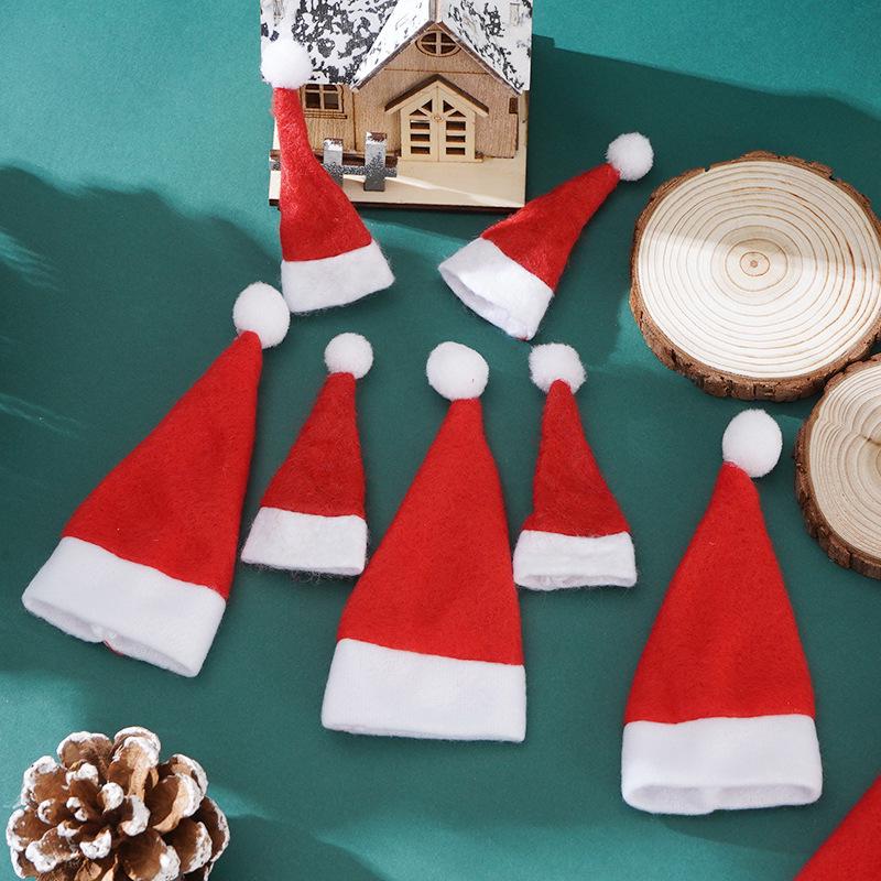 Mini Lollipop Christmas Hat Cutlery Set Cover - Non-woven Xmas Decoration
