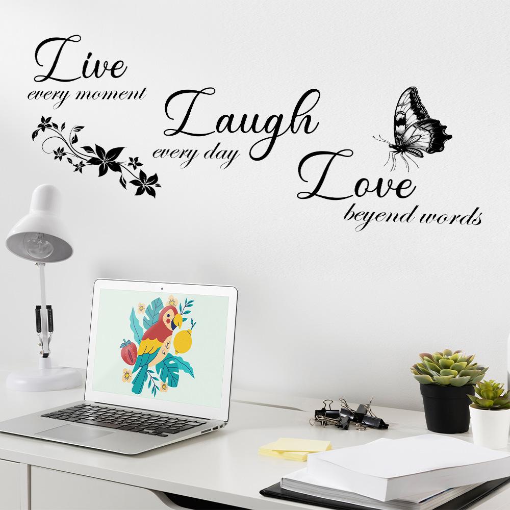 WZ9044 English Slogan LIVE LAUGH LOVE Bedroom Living Room Home Wall Decoration Wall Sticker