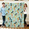 Retro Black Cat Pattern Flannel Blanket Soft Cozy Throws Napping Travel Use