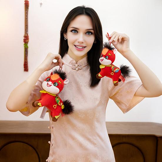 2026 Year of The Horse Plush Ornament Lucky Zodiac Car Bag Pendant Soft Stuffed Animal Toy Chinese New Year Gift
