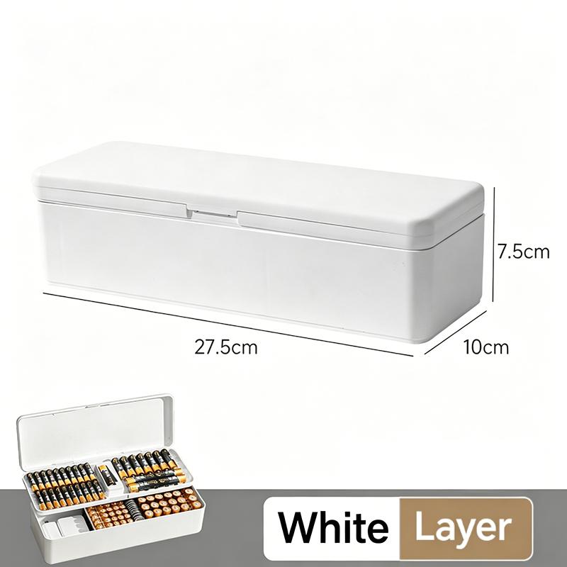 

Battery Storage Box With Battery Tester Large Capacity Pp Material Anti-Fall Wear-Resistant Data Cable Organizer Case білий