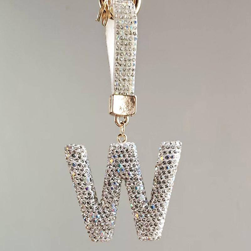 Fashion Sparkling Rhinestone Alphabet Keychain Cute Letter Charm Key Ring Exquisite Backpack Decoration Accessories Gifts