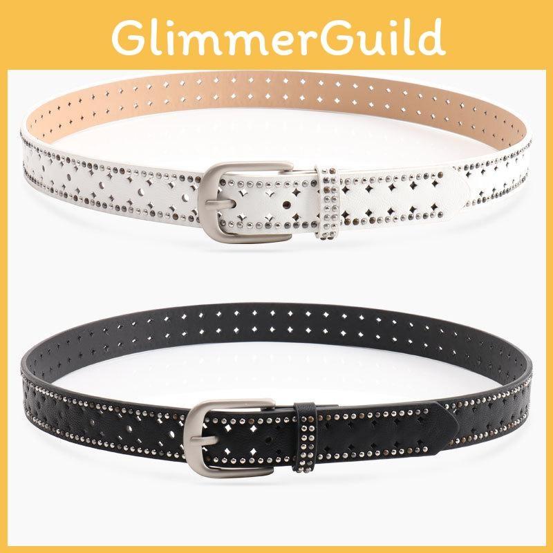 Solid Color Fashion Rivet Decoration Women Casual Wide Belt For Daily Use