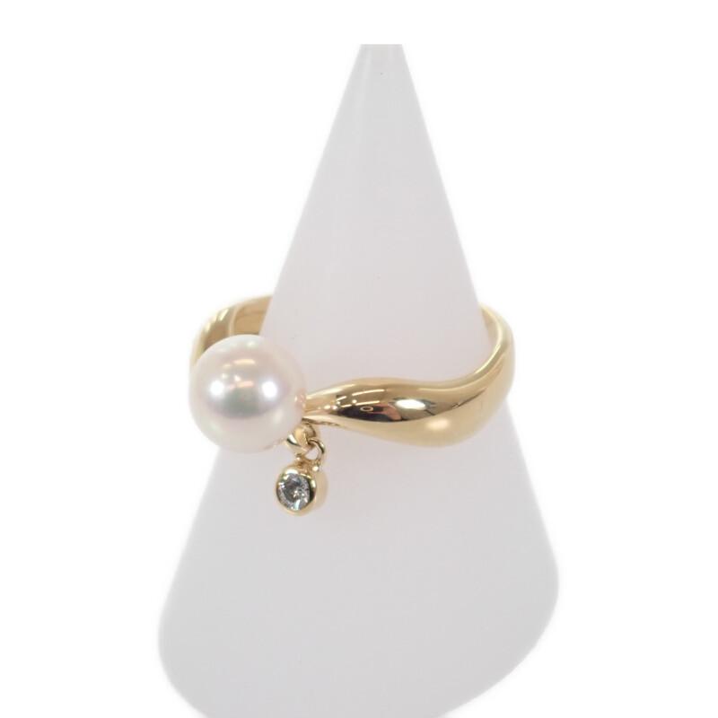 MIKIMOTO #11(JP Size) Ring K18 Yellow Gold/diamond Women