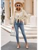 Single Breasted Pocket Waffle Fashion Shirt 2023 Women's Autumn and Winter New European and American Casual Loose Tops