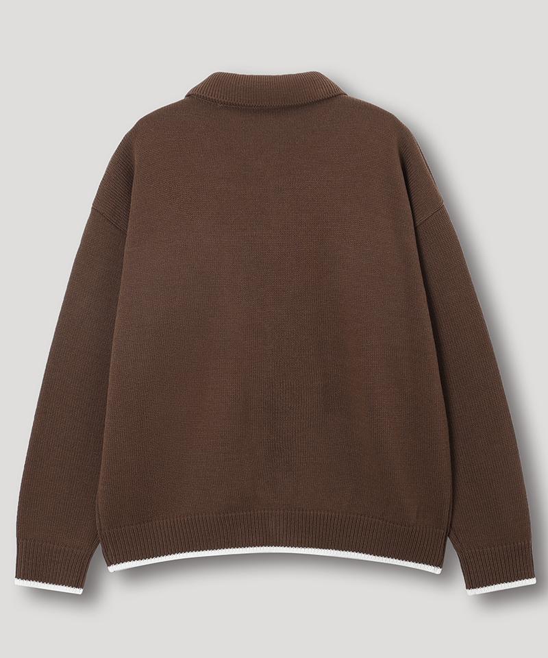 Nodu Collar Pocket Knit Jacket Cardigan [Brown]