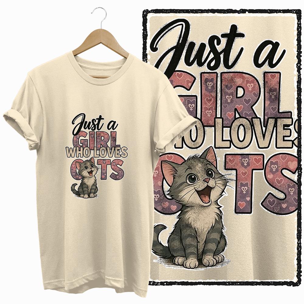 COOLMIND 100% cotton BEIGE cat print exclusive graphic women T shirt big size loose cotton cat lover women tshirt LOVELY cat tee