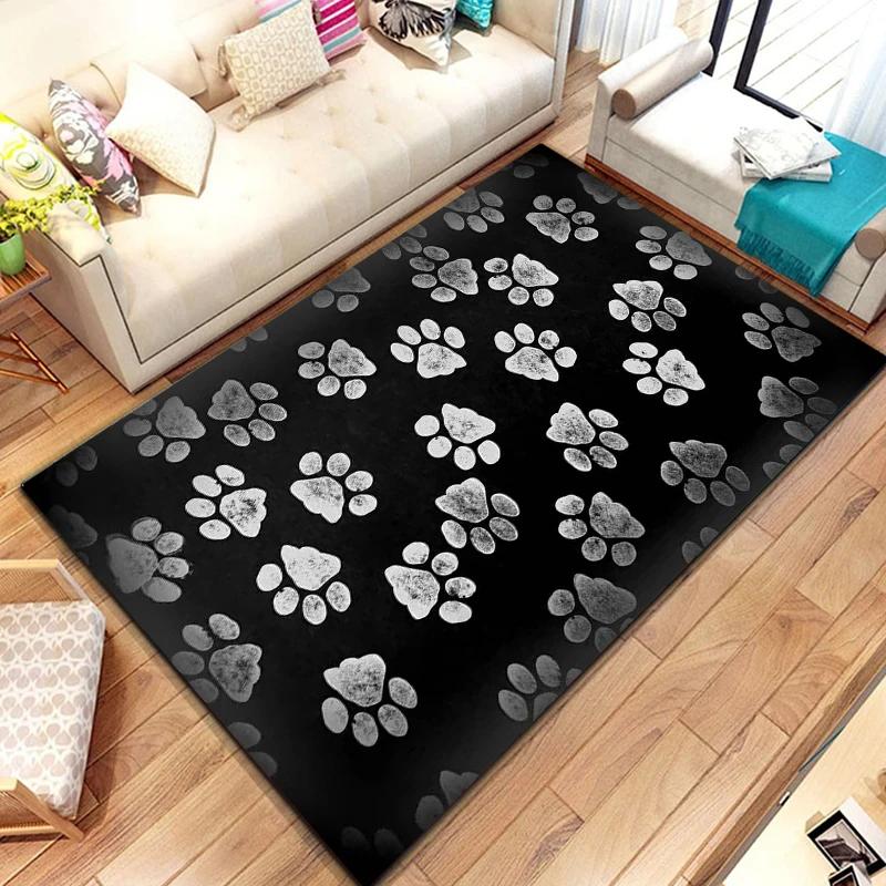 Cartoon Animal Paw Print Carpet Farmhouse Style Indoor Floor Mat Non Slip Area Rug for Living Room Home Decor Entrance Doormat