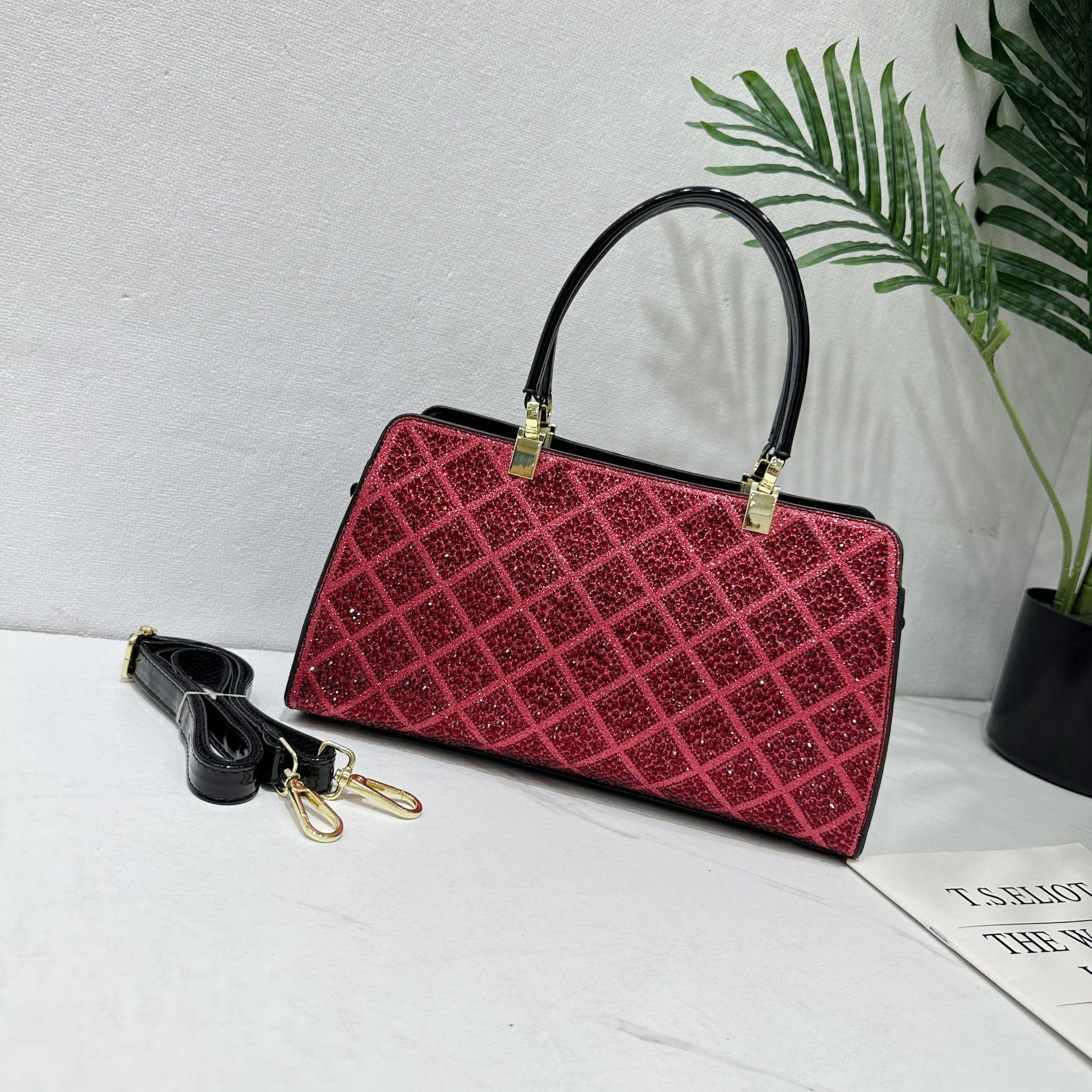 Diamond-Encrusted Diamond Handbag Fashion Shoulder Messenger Bag Light Luxury High-End Princess Diana Bag Leather Women S Bag красный