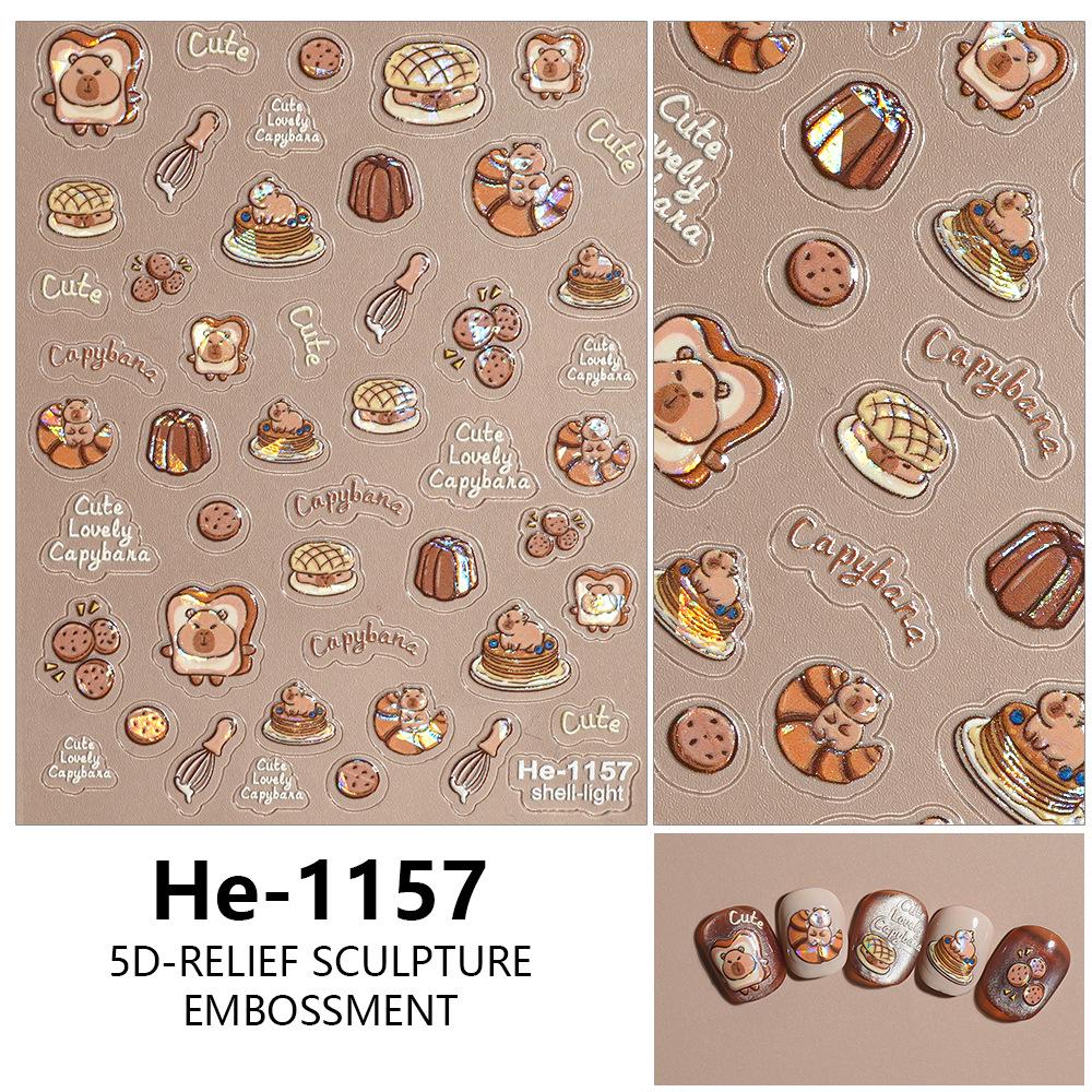 Redanco 5D Embossed Capybara Shell Nail Stickers 3D Design (He-1157)