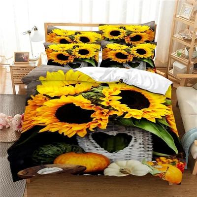 3D Print Flowers Bedding Set Pillowcase Sunflower Duvet Cover Double Twin Full Queen King For Adult Kids Bedclothes Quilt Cover