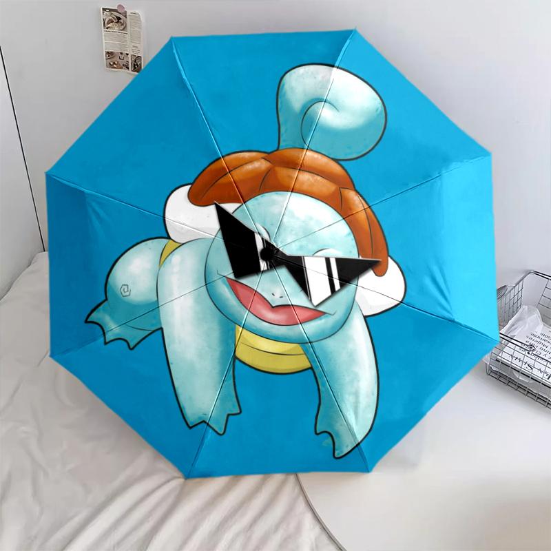 Cute Squirtle pattern, automatic folding umbrella, portable and foldable design, 8 ribs, a Christmas or birthday gift.