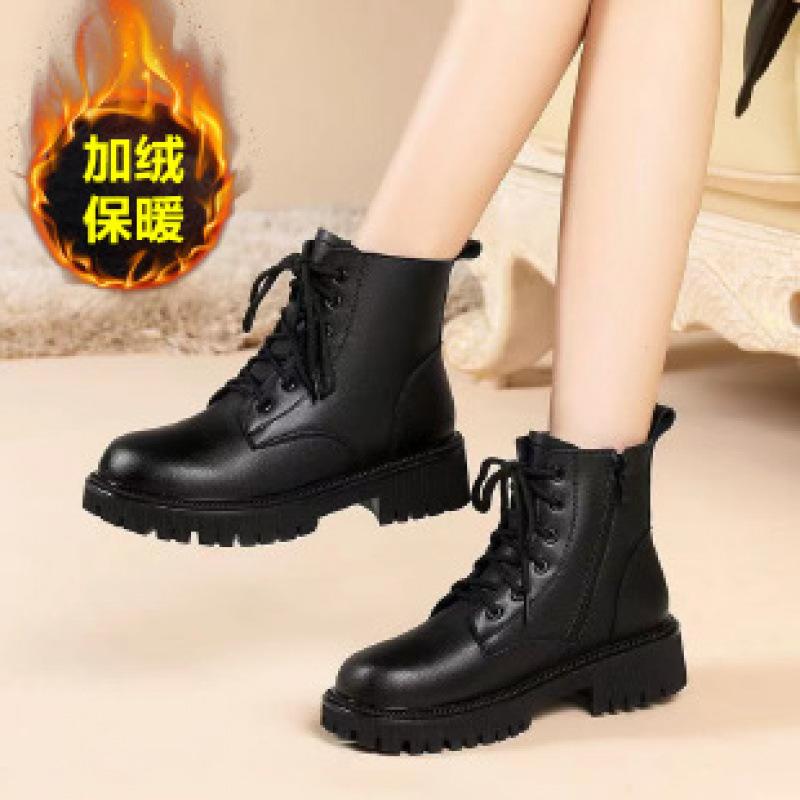 

2025 осень и зима новые одинарные ботинки британский стиль бархатная платформа ботинки-локомотивы Мартин женские из натуральной мягкой кожи короткие ботинки женские 40