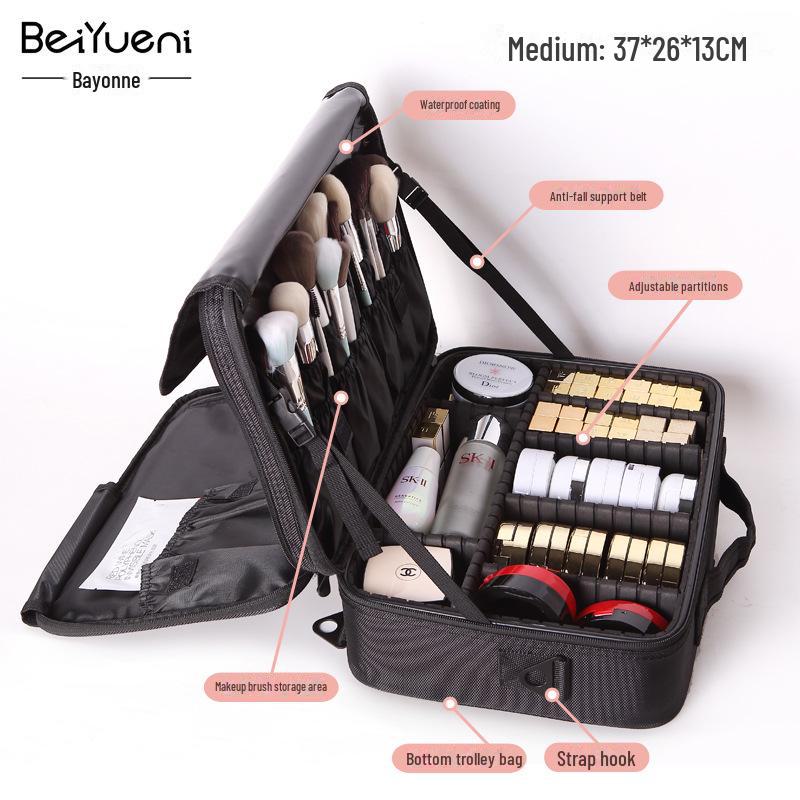 "Large Portable Pink Cosmetic Bag for Women - High-Capacity Makeup, Tattoo, and Nail Tool Storage"