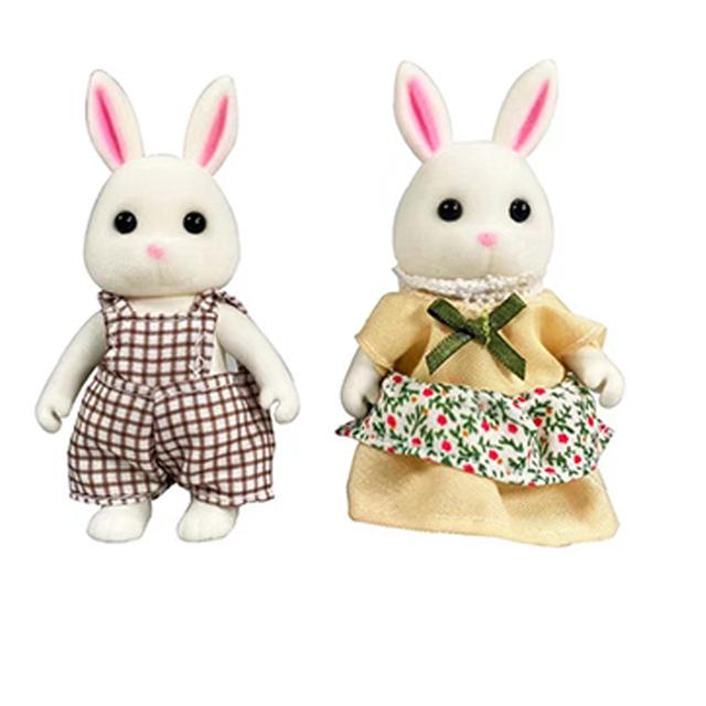 Non-Toxic Simulation Forest Rabbit Family Diy Playset Mini Rabbit Bear Figure Toy Dolls Kids Gifts