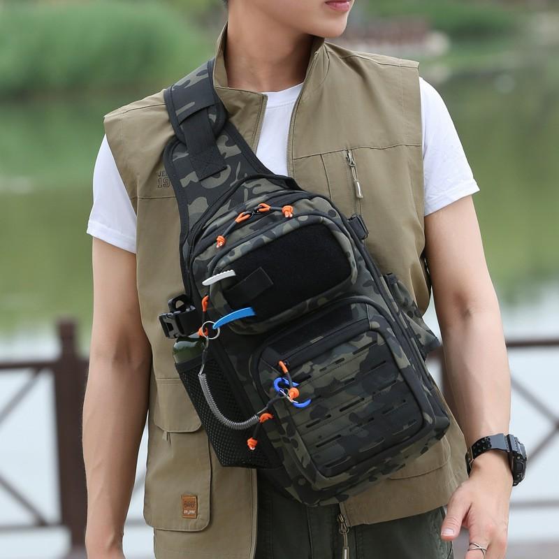 Multi-Functional Fishing Chest Pack Waterproof Tactical Sling Bag Outdoor Angling Hiking Camping Lightweight