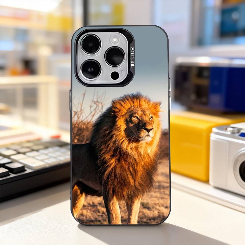 Cool Lion Animal For iPhone 17,16,15,14,13,12,11,Pro,Max,Plus,E,Air,Mini Anti Fall Black Matte Hard Bumper Phone Case
