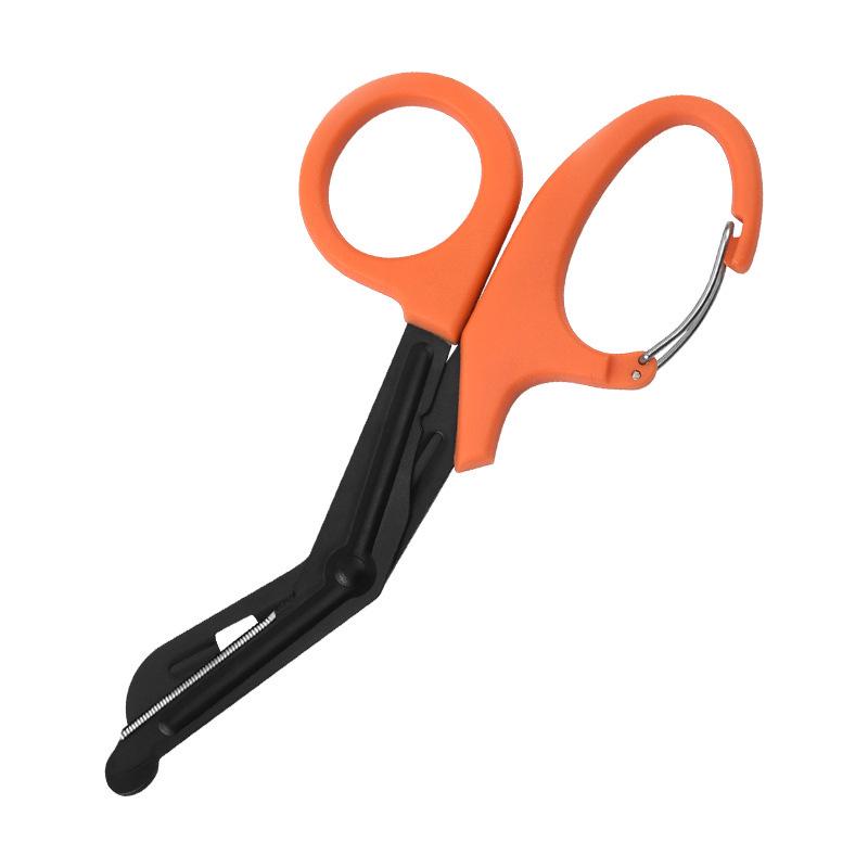 19CM Stainless Steel Angled Gauze Scissors with Hook, Canvas, Outdoor Portable EMT Bandage and Tape Scissors
