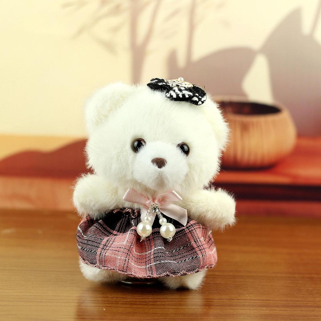 Adorable Celebrity Bear Plush Pendant with Bow Tie Keychain