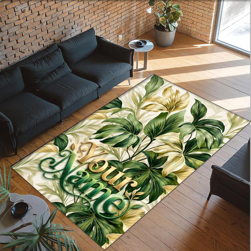 Landscape Theme Crystal Velvet Floor Rug Personalized Custom Name Text Warm Carpet Home Decoration