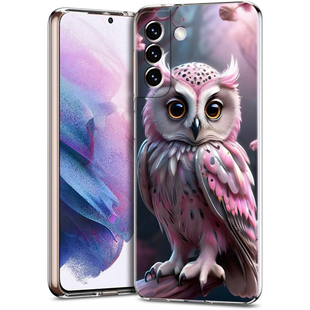Transparent Phone Case Cover for Samsung Galaxy S25 S24 S23 S22 S20 S21 FE Ultra S24 S23 S10 S10E Plus 5G Cute Owl Pattern Capas