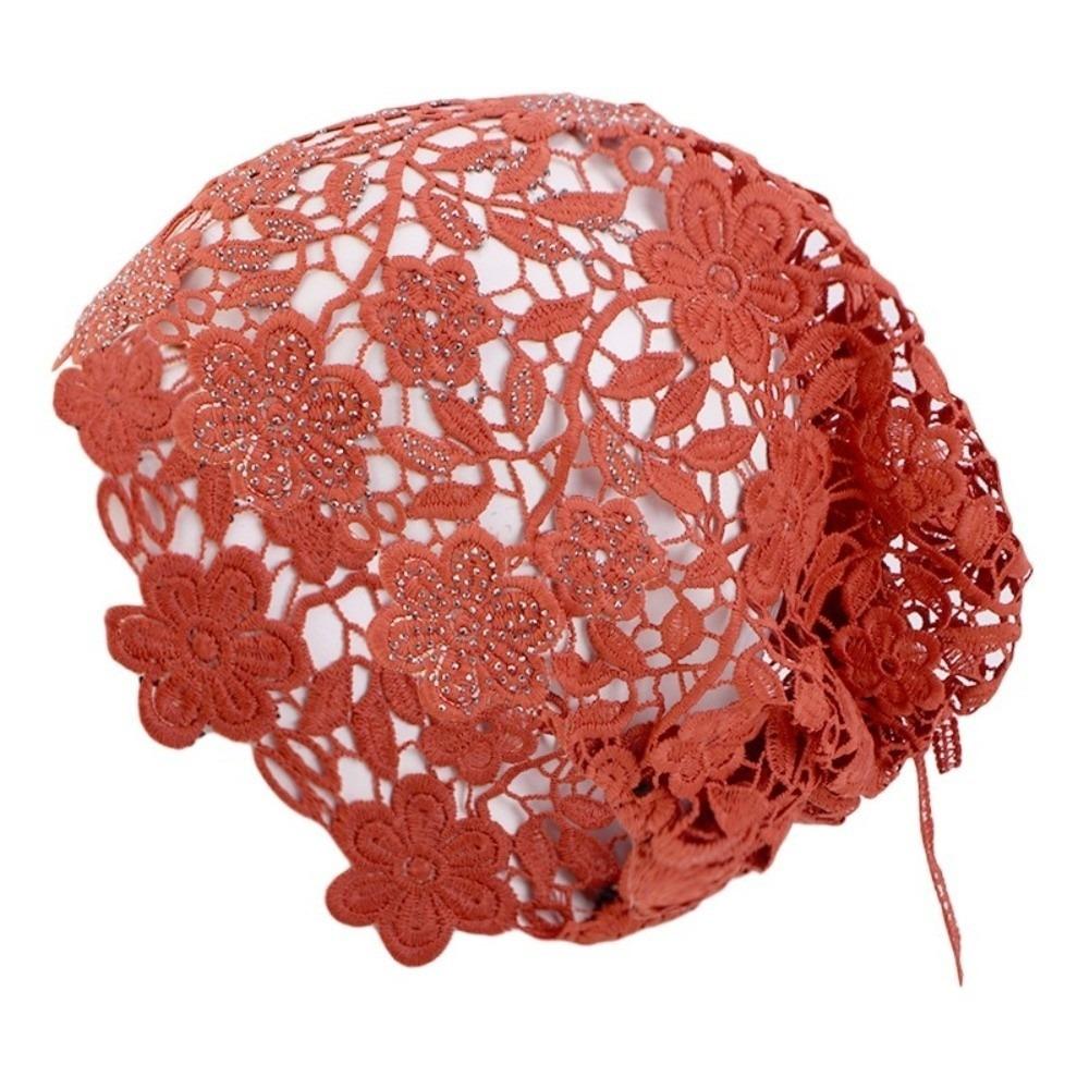 Однослойная ажурная вязаная крючком шапка Двухсторонняя плетеная кепка Вязаные шапки-бини Аксессуары для одежды оранжевый