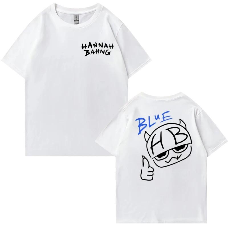 2026 New In Hannah Bahng Blue Double Sided Graphics T Shirt Men Women Harajuku Vintage Tops Unisex Cotton Short Sleeve T-shirts