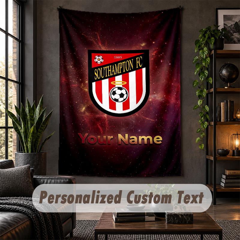 Personalisierte Wandteppich, Southampton FC Benutzerdefinierter Text, Weiches Stoff Wandkunst Für Innen Dekoration