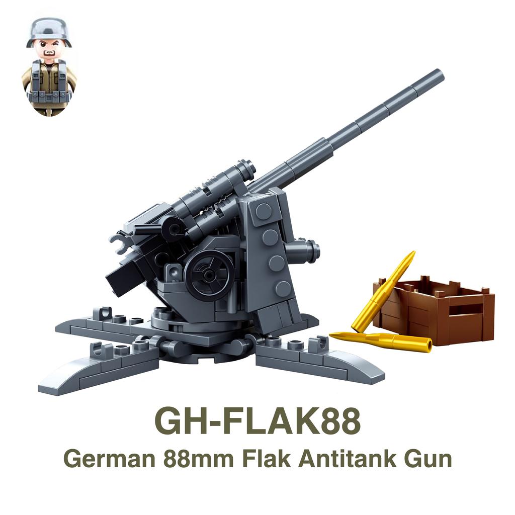 WW2 88mm Flak Gun Cannon Rocket Artillery Military Army War Weapons Soldier MOC Playmobil Scale Model Building Block Children Kid Toy