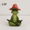 Dekorative Pilzstatue Yoga-Frosch-Figur, Kreative Harzstatue, Niedliche Sitzende Lustige Schreibtischdekorationen Grünes Ornament für Zuhause Büro Regal