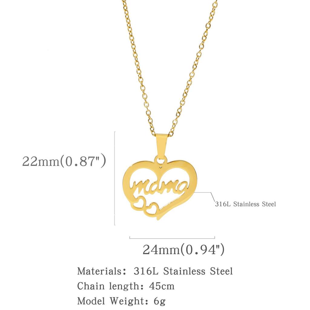Mother's Day Heart Pendant Necklace - Love Letter Design