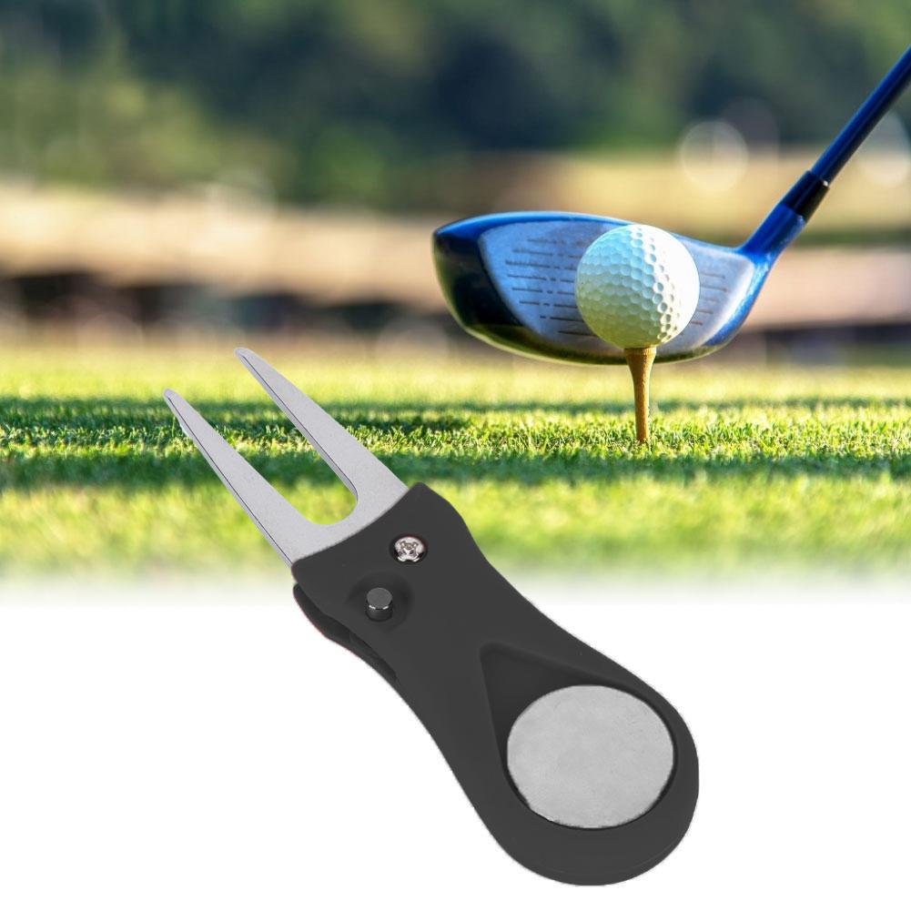 Portable Golf Green Divot Repair Tool Folding Ball Fork Lawn Repairing Golfer Practicing