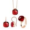Set - LOVA LOLA VAN DER KEEN - LINEA MODA - Red Crystal - 925 Sterling Silver - Rose Gold