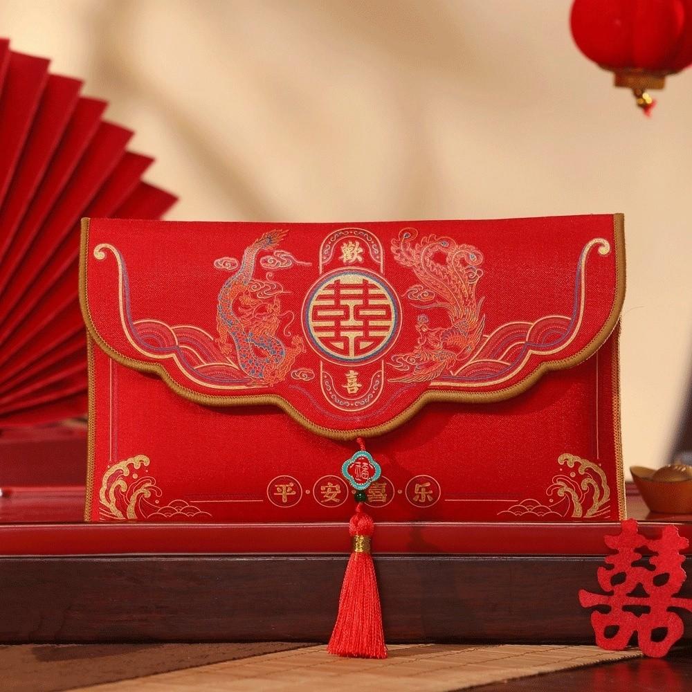 Spring Festival Brocade Red Envelope Tassels New Year Money Bag Money Red Pocket  Wedding Birthday