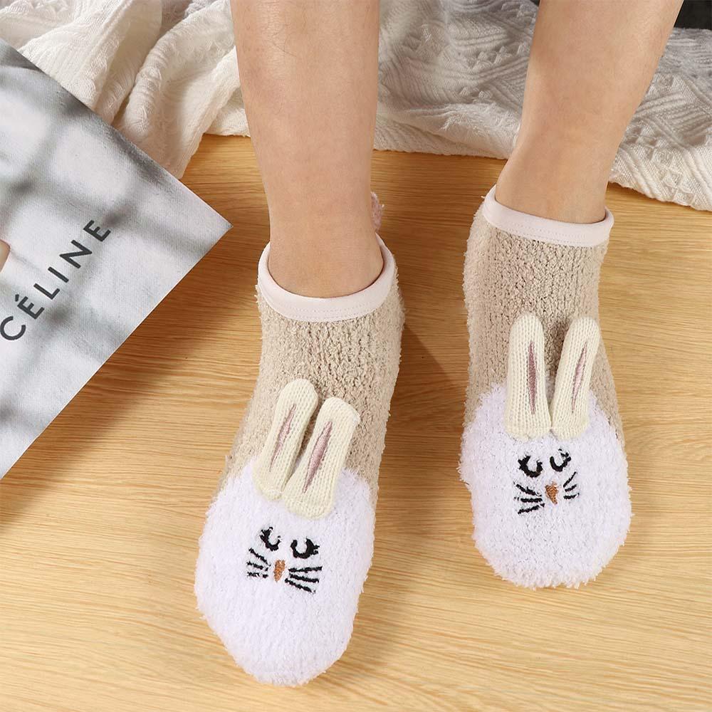 

Cartoon Dog Rabbit For Girls Mouse Winter Hosiery Korean Ankle Socks Women Sleep Socks Floor Socks D