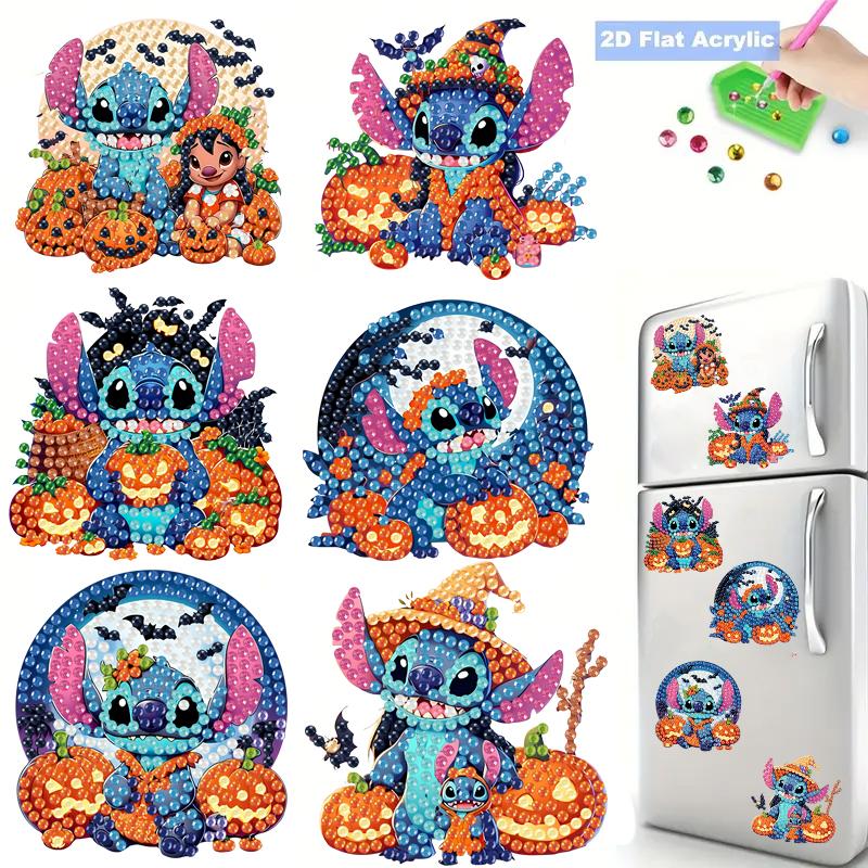 6Pcs Halloween Series Diamond Art Fridge Magnet Diamond Painting Refrigerator Magnet Diamond Painting Fridge Magnet for Adults Beginners